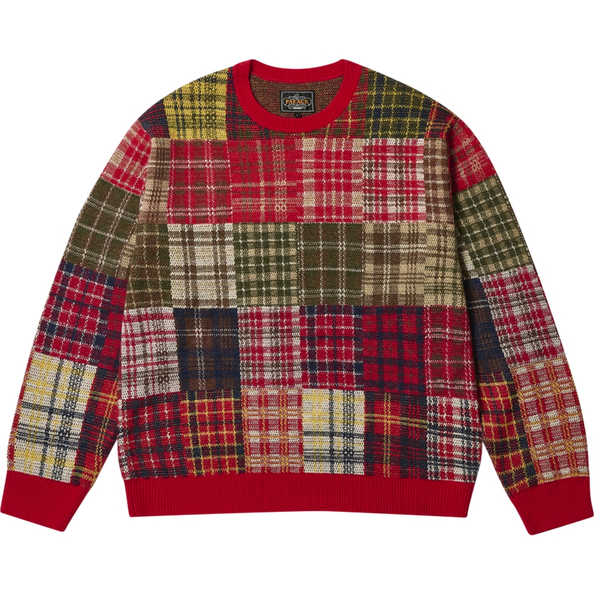 Thumbnail PALACE BEAMS PLUS CREW KNIT PATCHWORK JACQUARD RED one color