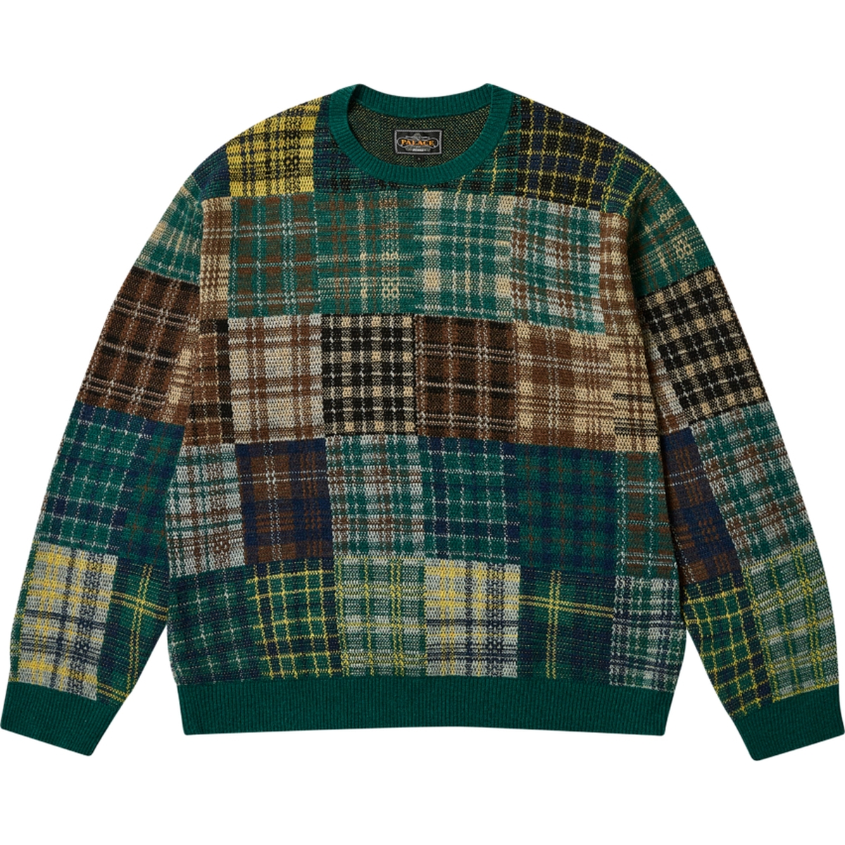 Thumbnail PALACE BEAMS PLUS CREW KNIT PATCHWORK JACQUARD GREEN one color