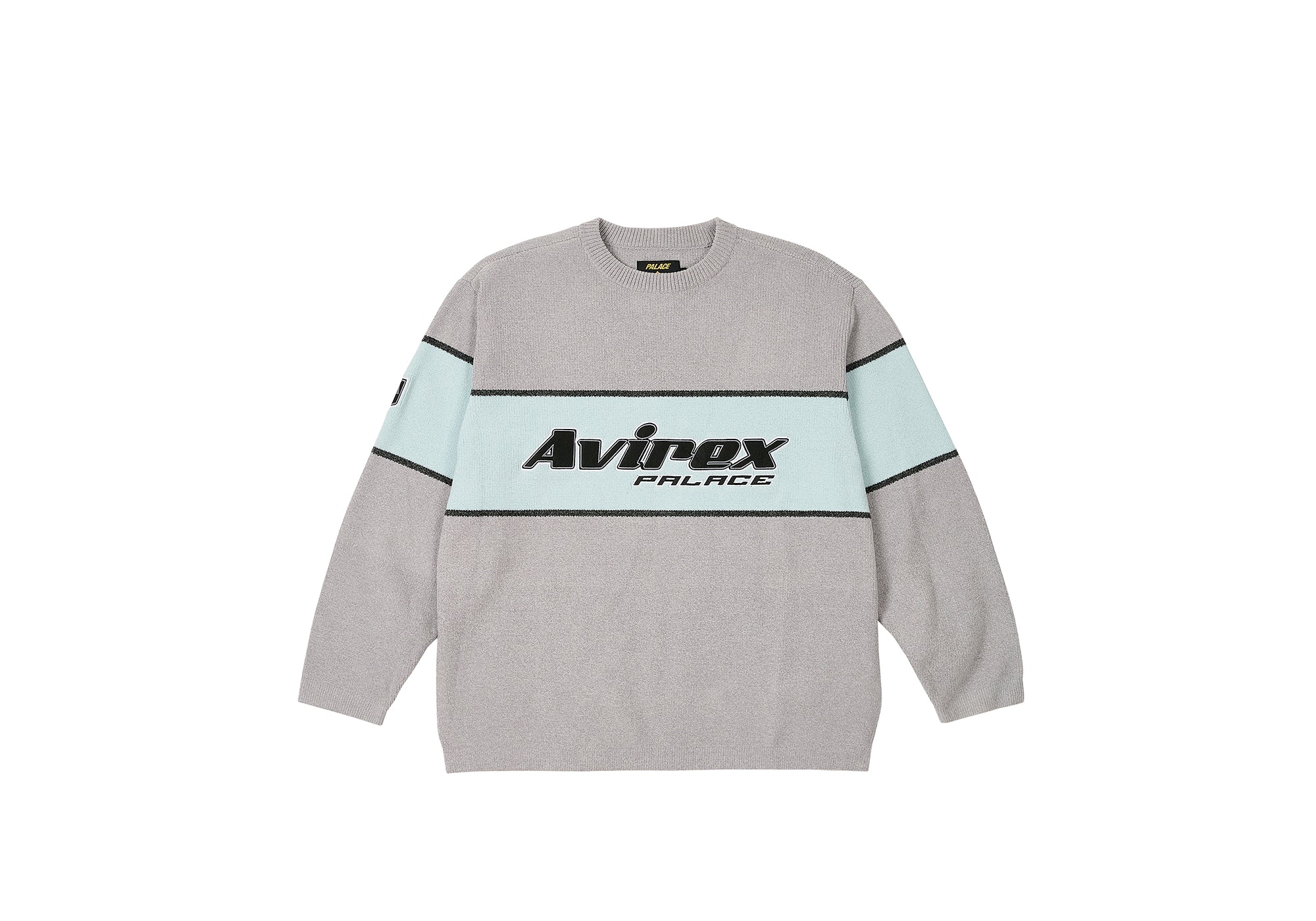 Palace Avirex Chenille Knit Grey - Autumn 2023 - Palace Community