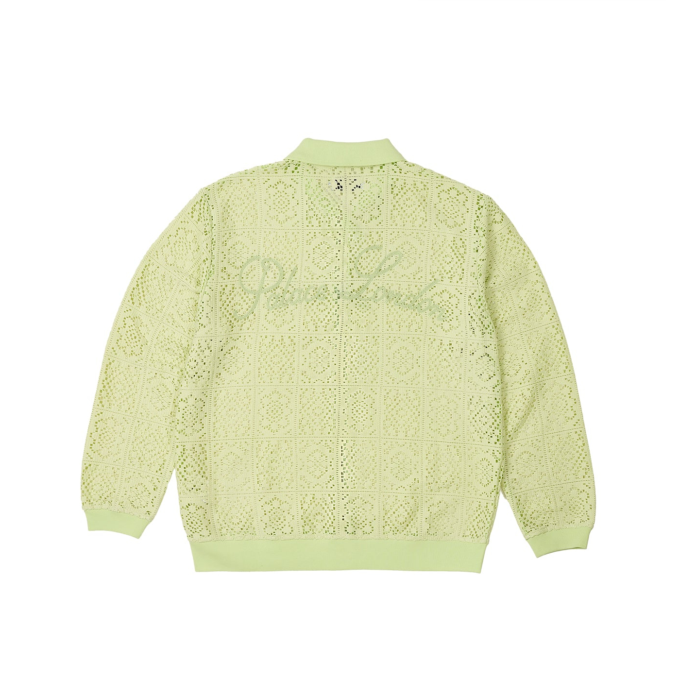 Thumbnail CROCHET ZIP LONGSLEEVE POLO LIME one color