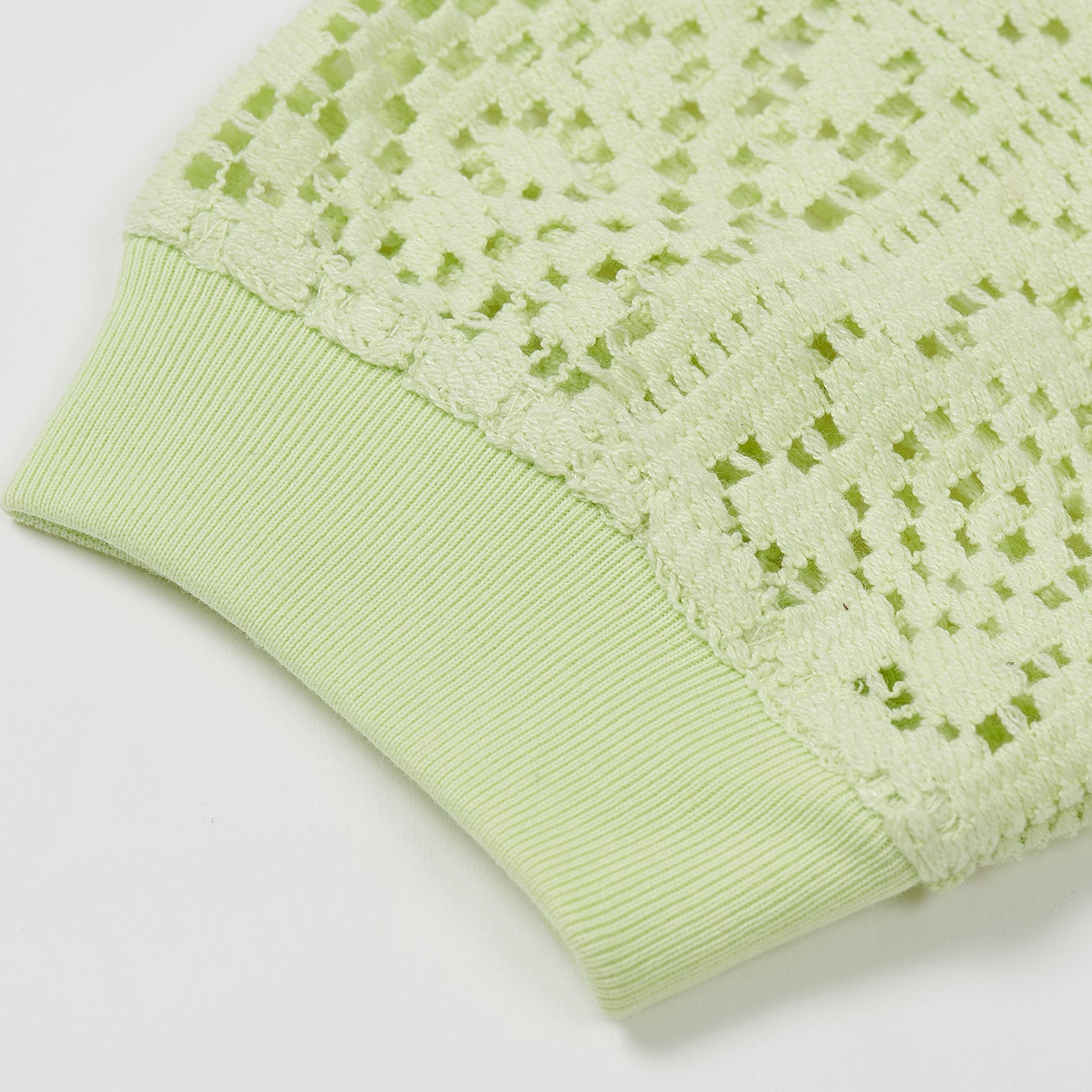 Thumbnail CROCHET ZIP LONGSLEEVE POLO LIME one color