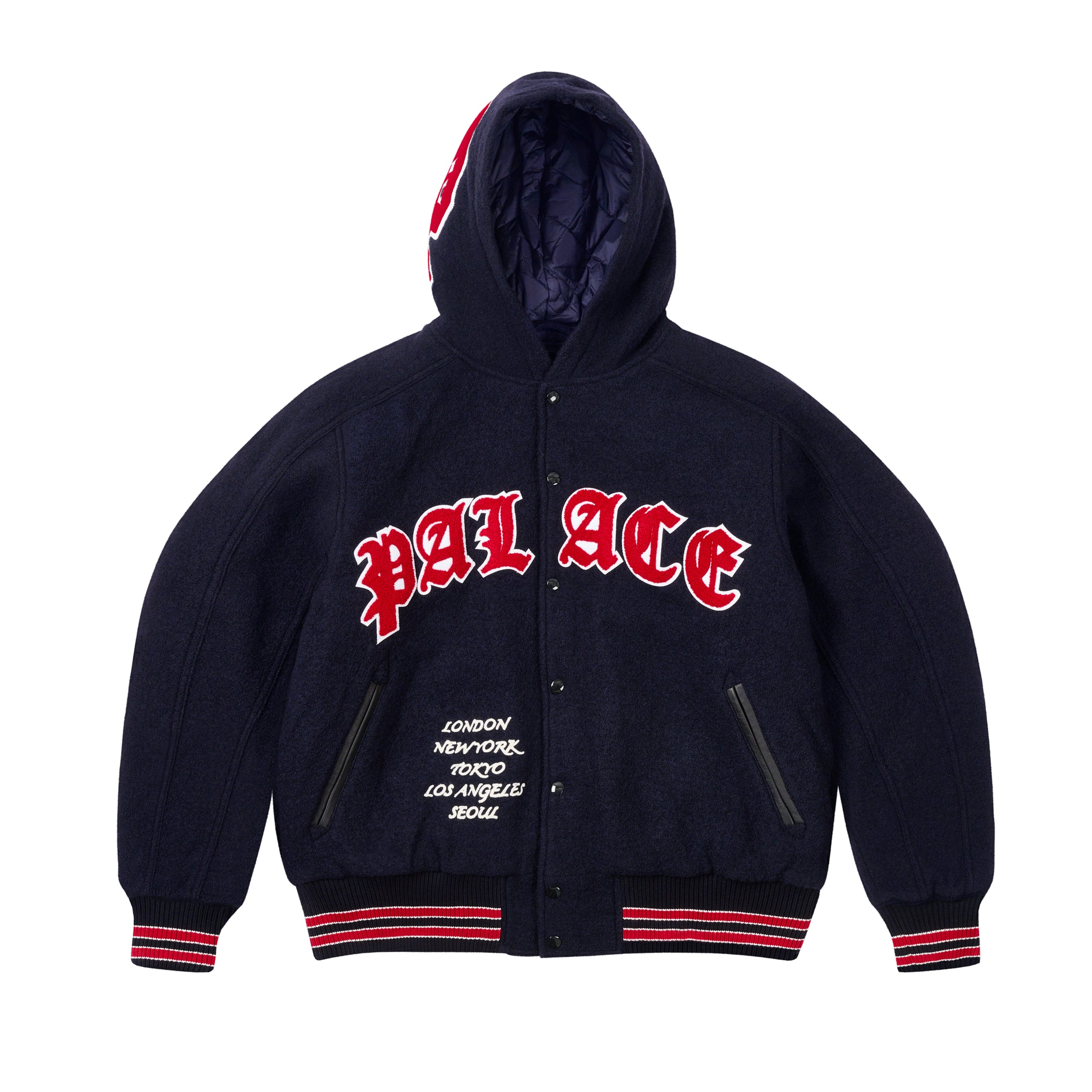 Thumbnail HOODED VARSITY JACKET NAVY one color