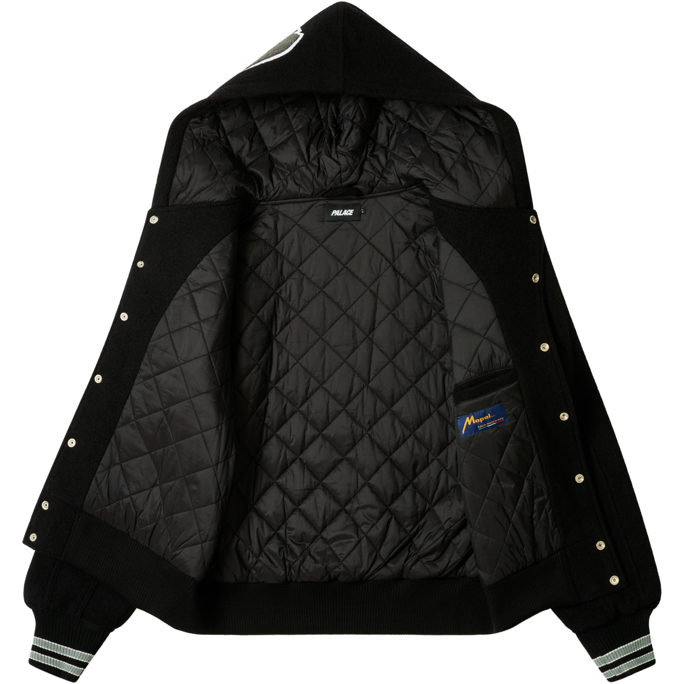 Thumbnail HOODED VARSITY JACKET BLACK one color