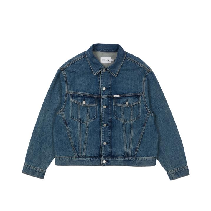 Ck1 Palace Relaxed Trucker Denim Jacket Tinted Sandstone Indigo