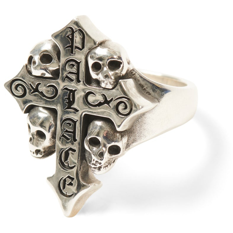 Thumbnail PALACE TGF SKULL CROSS RING SILVER one color