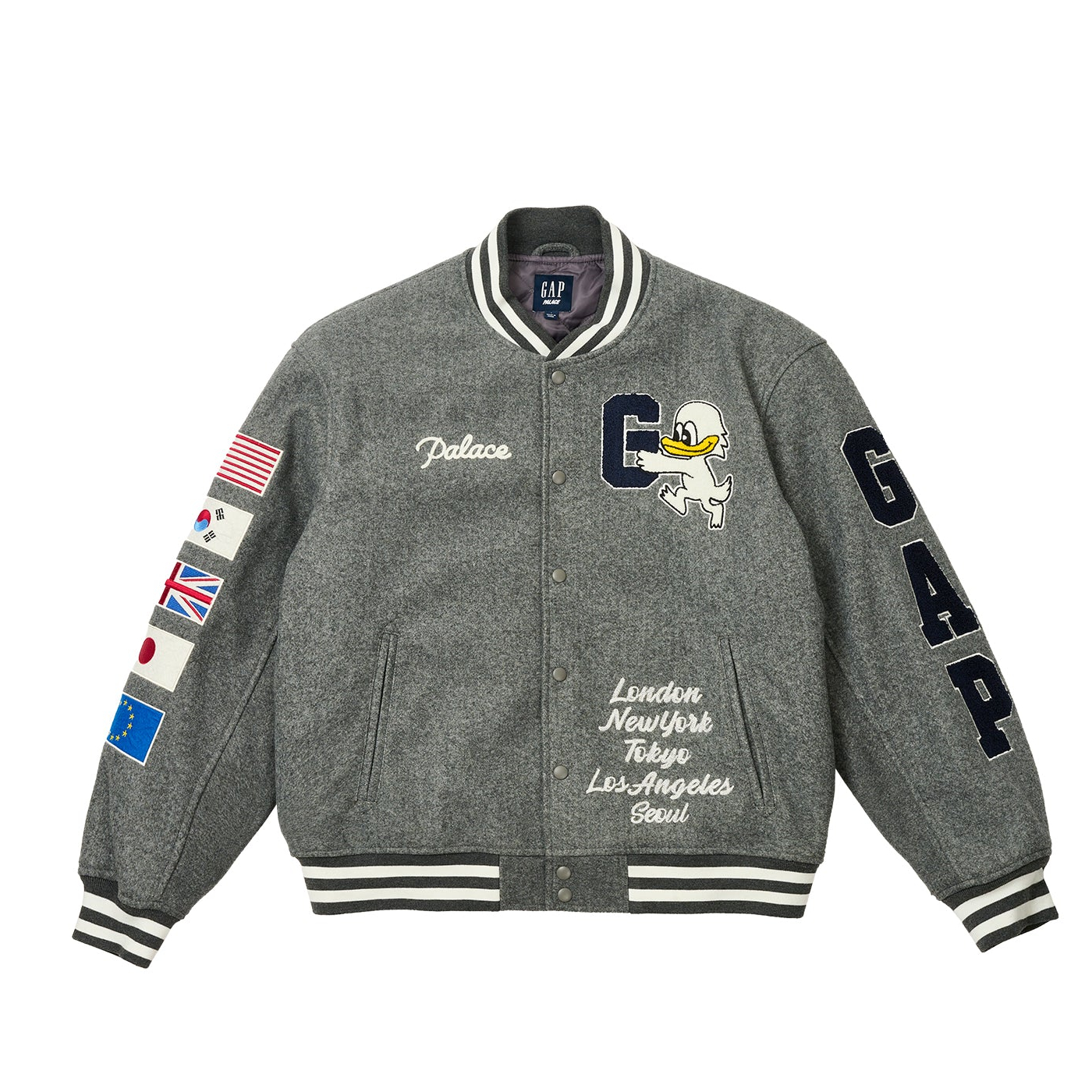 Thumbnail PALACE GAP VARSITY JACKET GREY one color