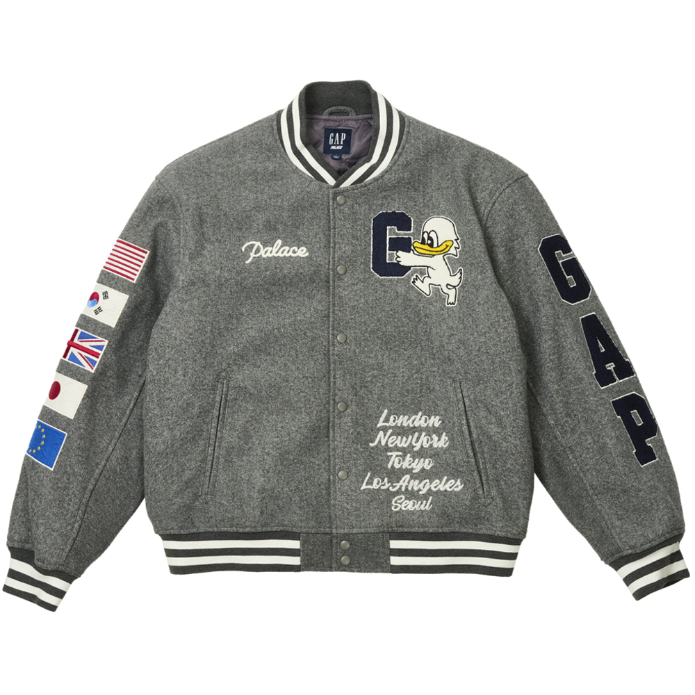 Thumbnail PALACE GAP VARSITY JACKET GREY one color