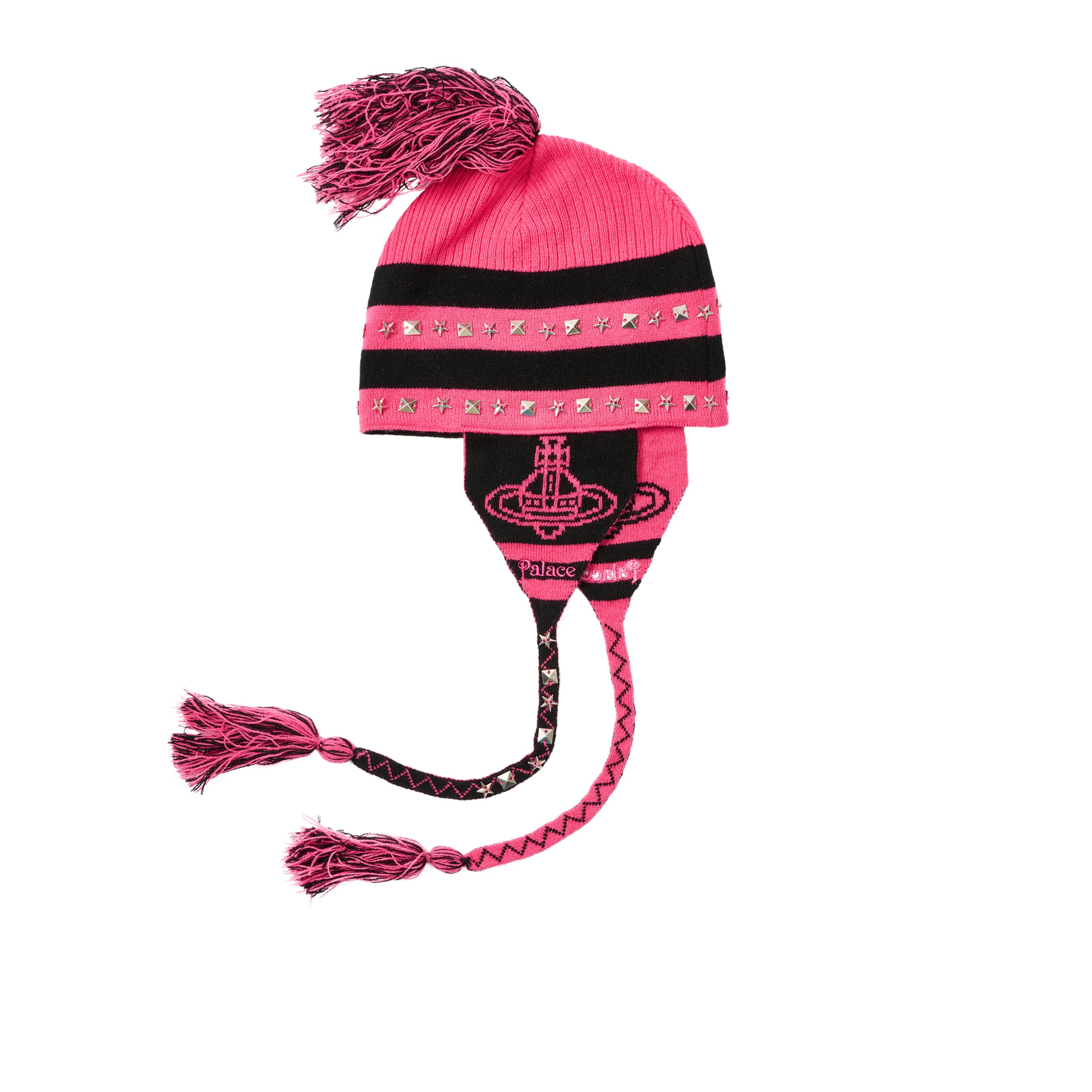 Thumbnail PALACE VIVIENNE WESTWOOD ORB KNIT EARFLAP BEANIE PINK / BLACK one color