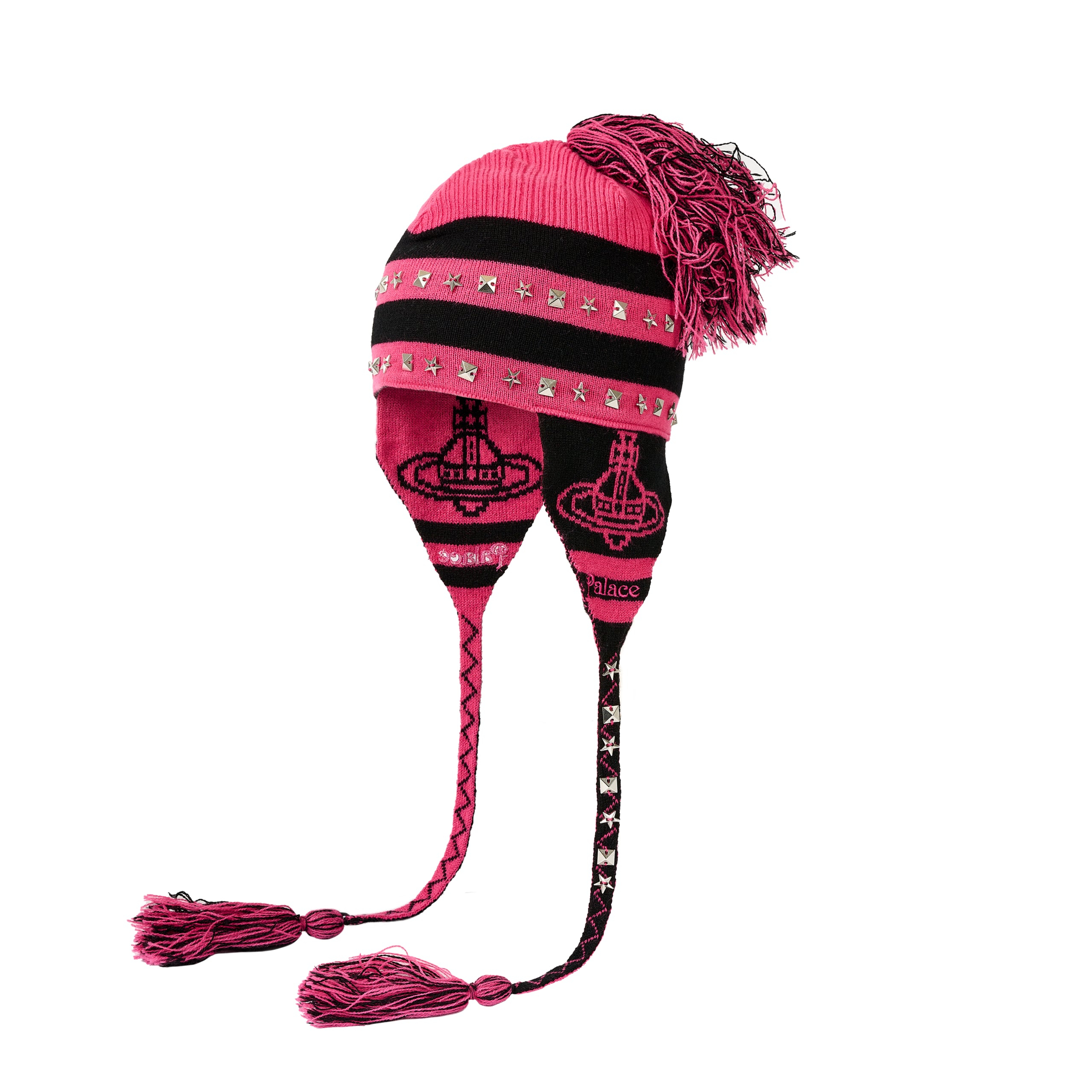 Thumbnail PALACE VIVIENNE WESTWOOD ORB KNIT EARFLAP BEANIE PINK / BLACK one color