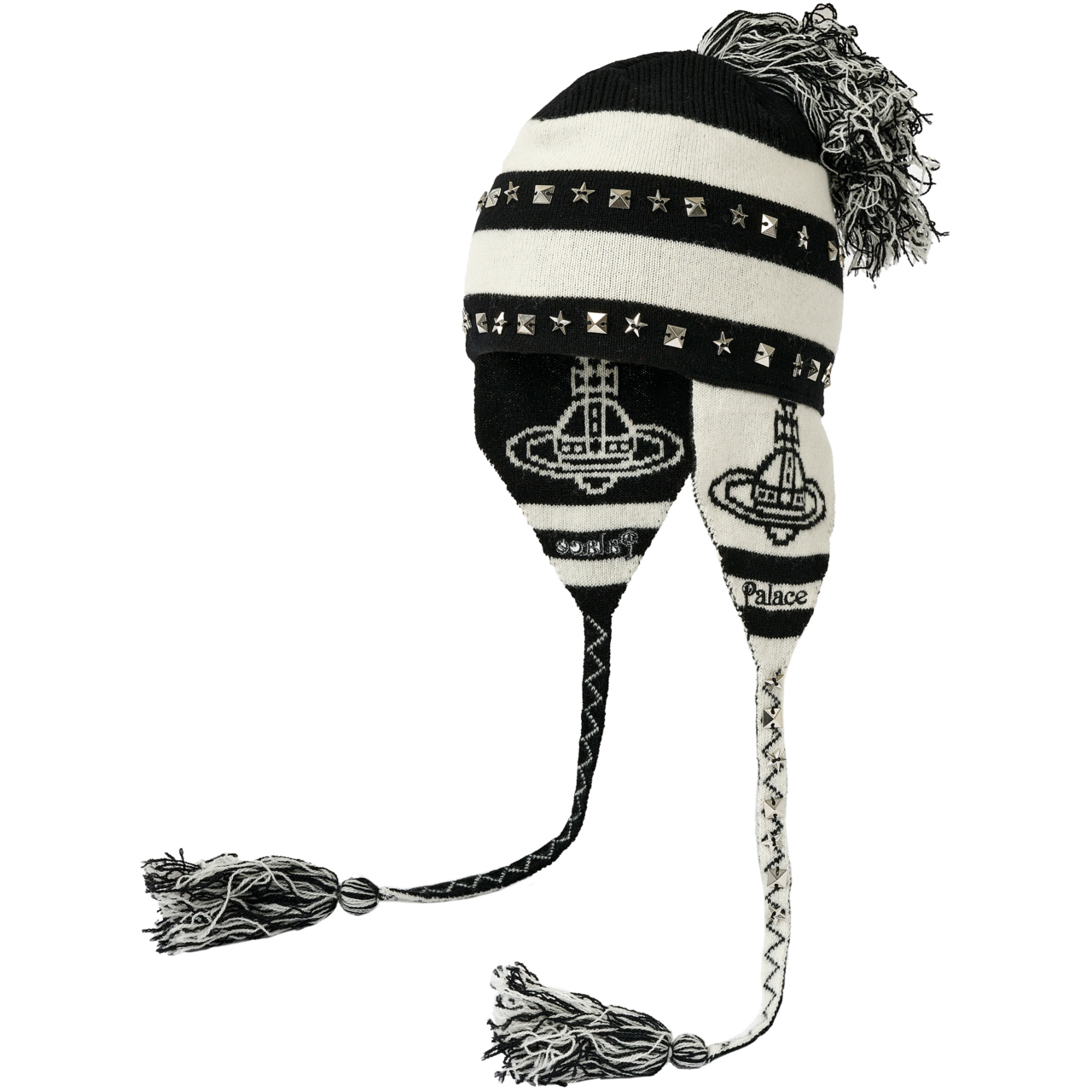 Thumbnail PALACE VIVIENNE WESTWOOD ORB KNIT EARFLAP BEANIE BLACK / WHITE one color