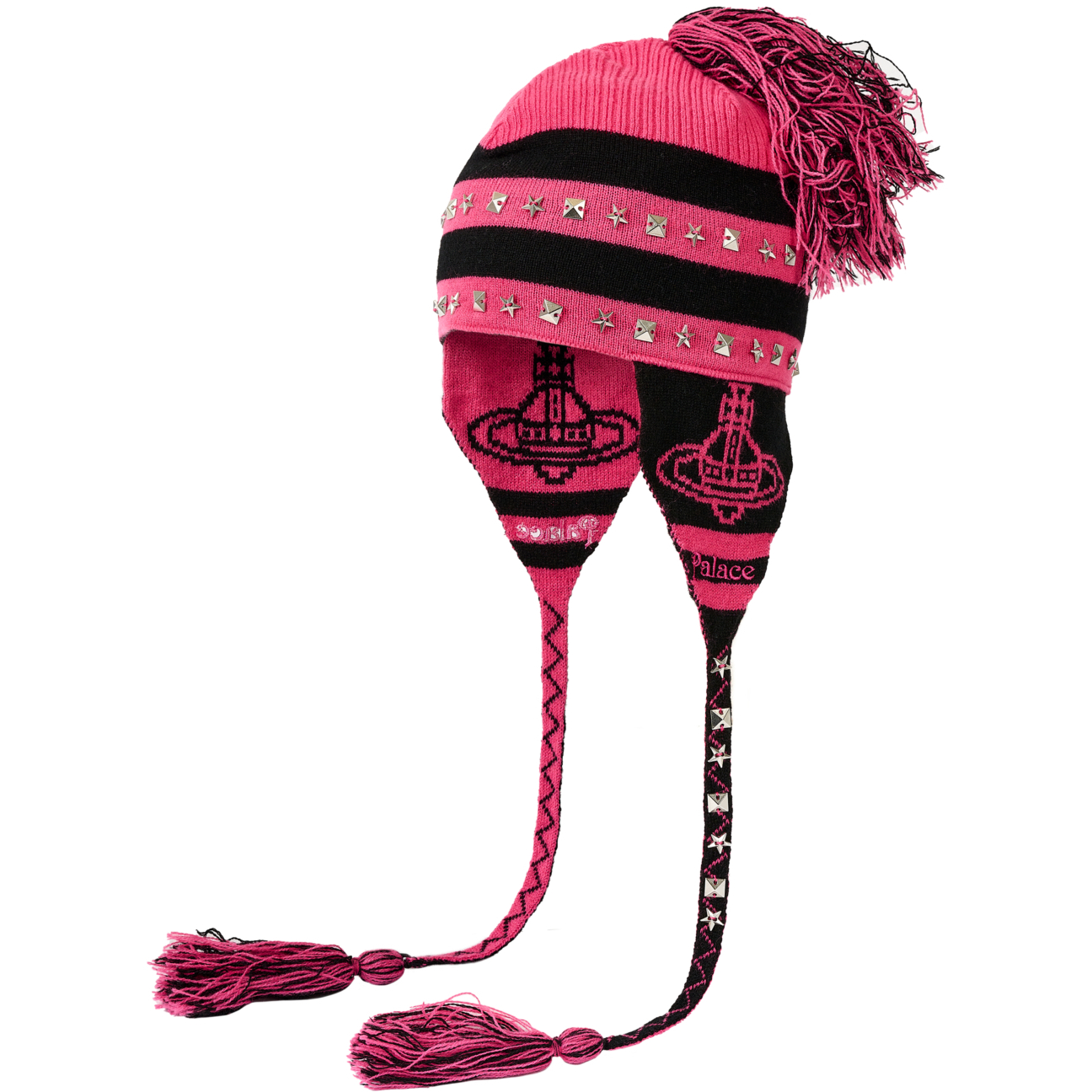 Thumbnail PALACE VIVIENNE WESTWOOD ORB KNIT EARFLAP BEANIE PINK / BLACK one color