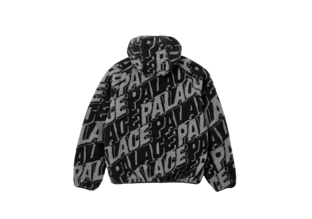 Jacquard Fleece Hooded Jacket Black - Spring 2022 - Palace Community