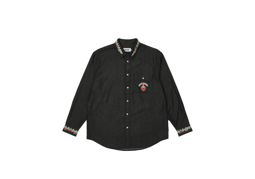 Strawberry Embroidery Denim Shirt Black - Spring 2022 - Palace