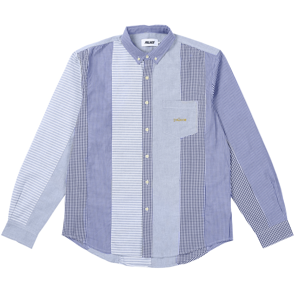 Thumbnail PATCHWORK STRIPE SHIRT BLUE one color