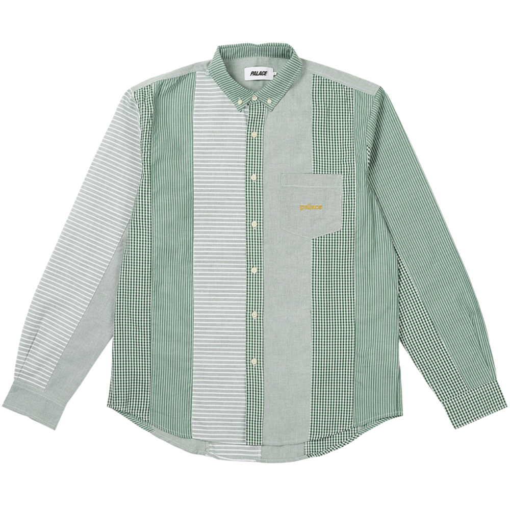 Thumbnail PATCHWORK STRIPE SHIRT GREEN one color