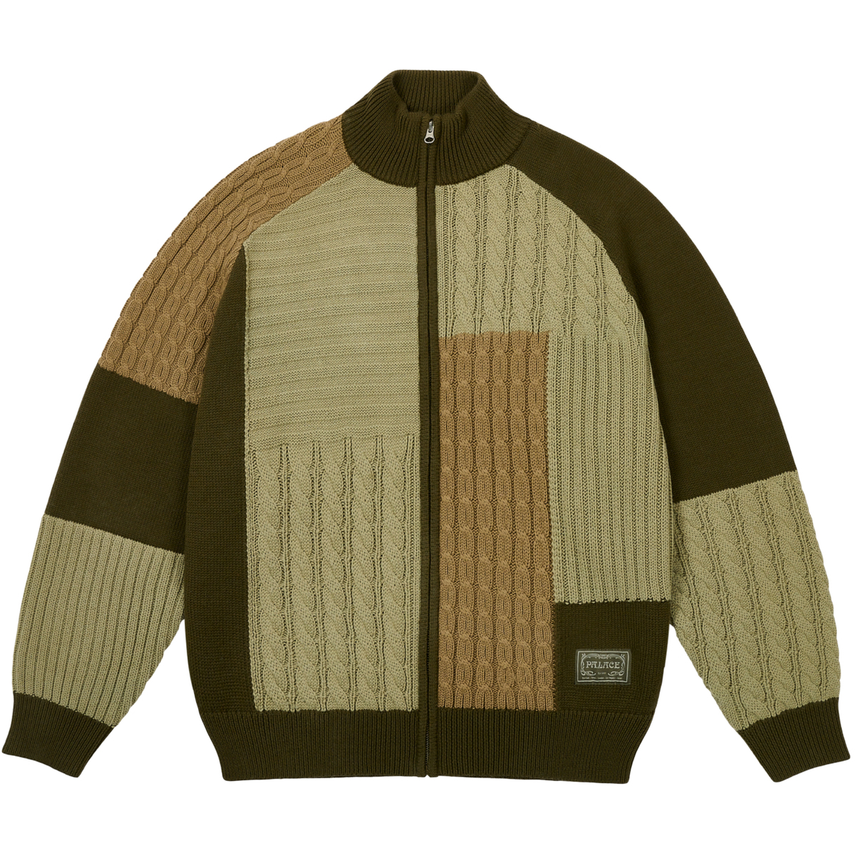 Thumbnail PATCHWORK ZIP KNIT THE DEEP GREEN one color