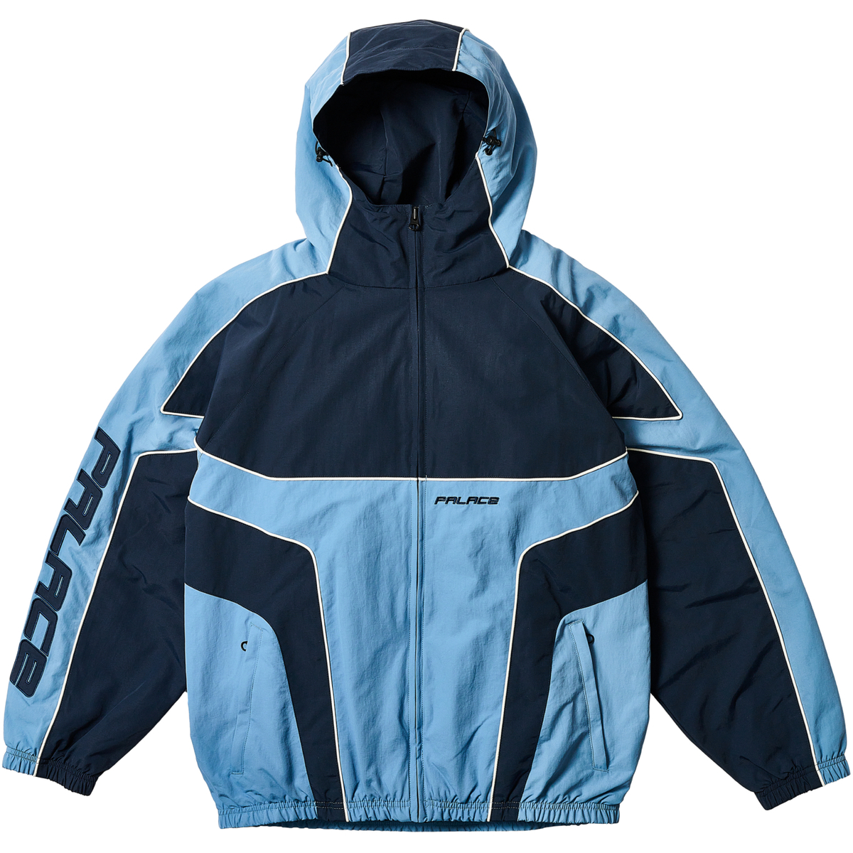 Thumbnail PIPED HOODED SHELL JACKET BLUE one color