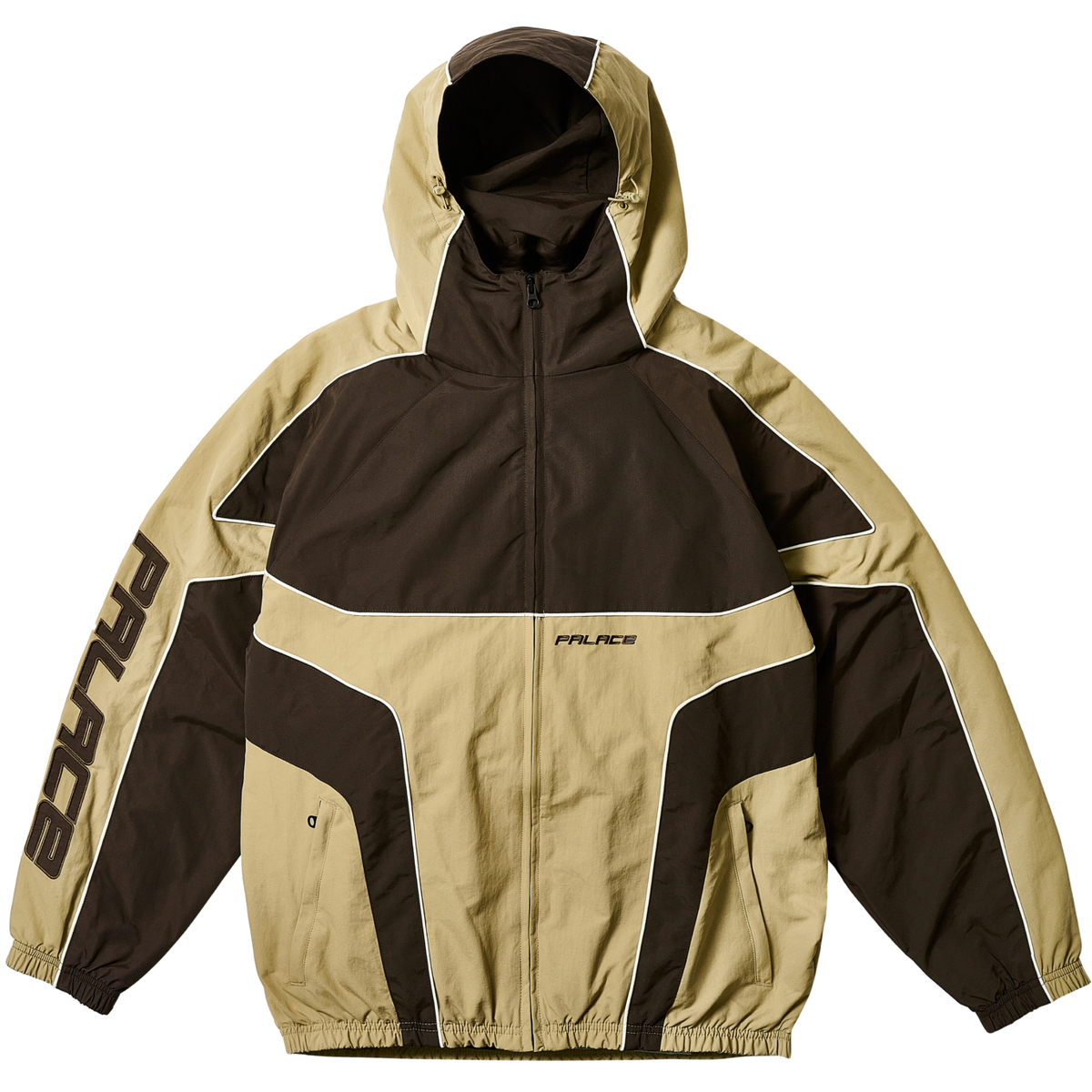 Thumbnail PIPED HOODED SHELL JACKET BROWN one color