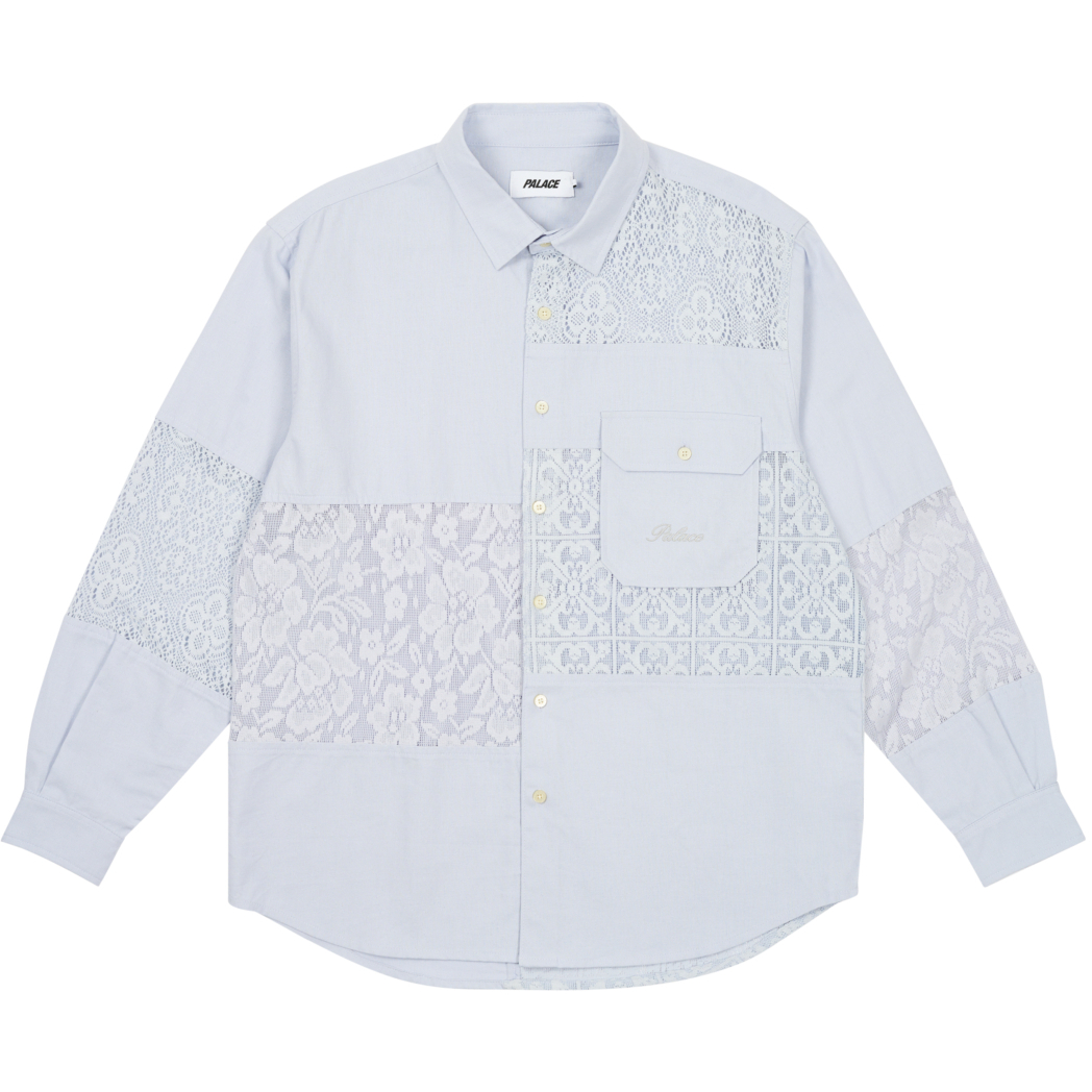 Thumbnail CROCHET PATCHWORK SHIRT BLUE one color