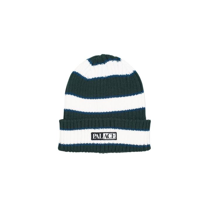 BORDER BEANIE DARK GREEN / WHITE one color