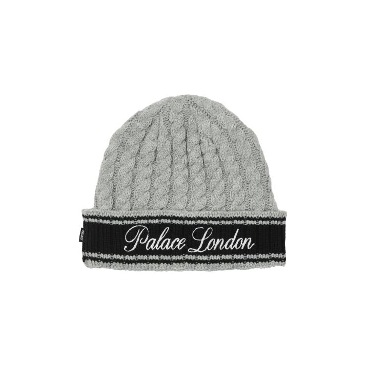 PALACE LONDON CABLE KNIT BEANIE GREY one color