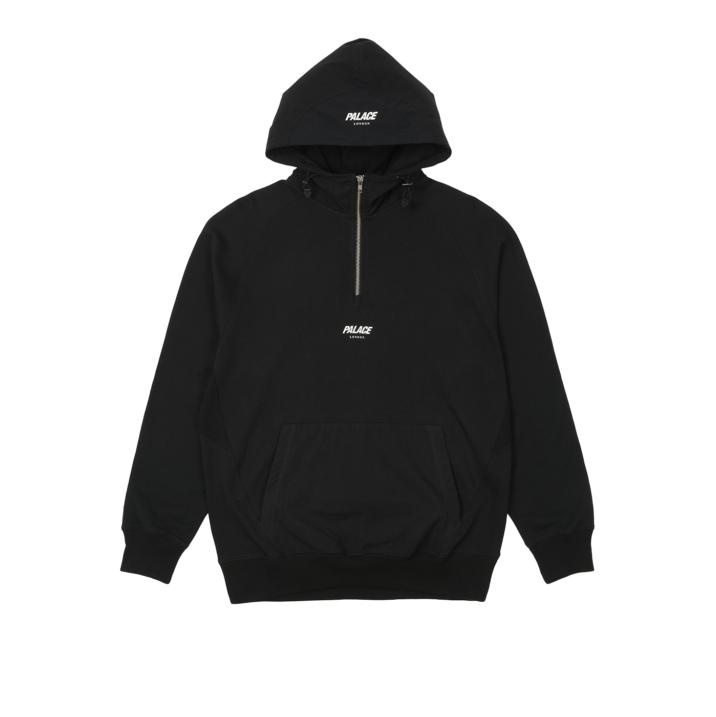 Thumbnail 1/4 ZIP COTTON PANEL HOOD BLACK one color