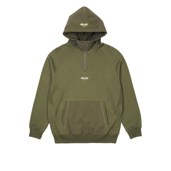 Thumbnail 1/4 ZIP COTTON PANEL HOOD OLIVE one color