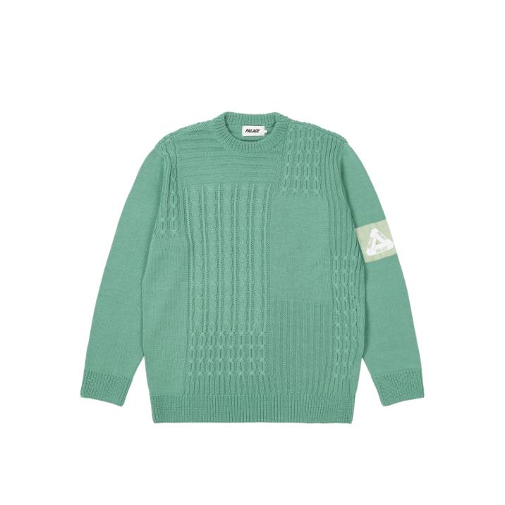 Thumbnail CABLE PATCHWORK KNIT MINT one color