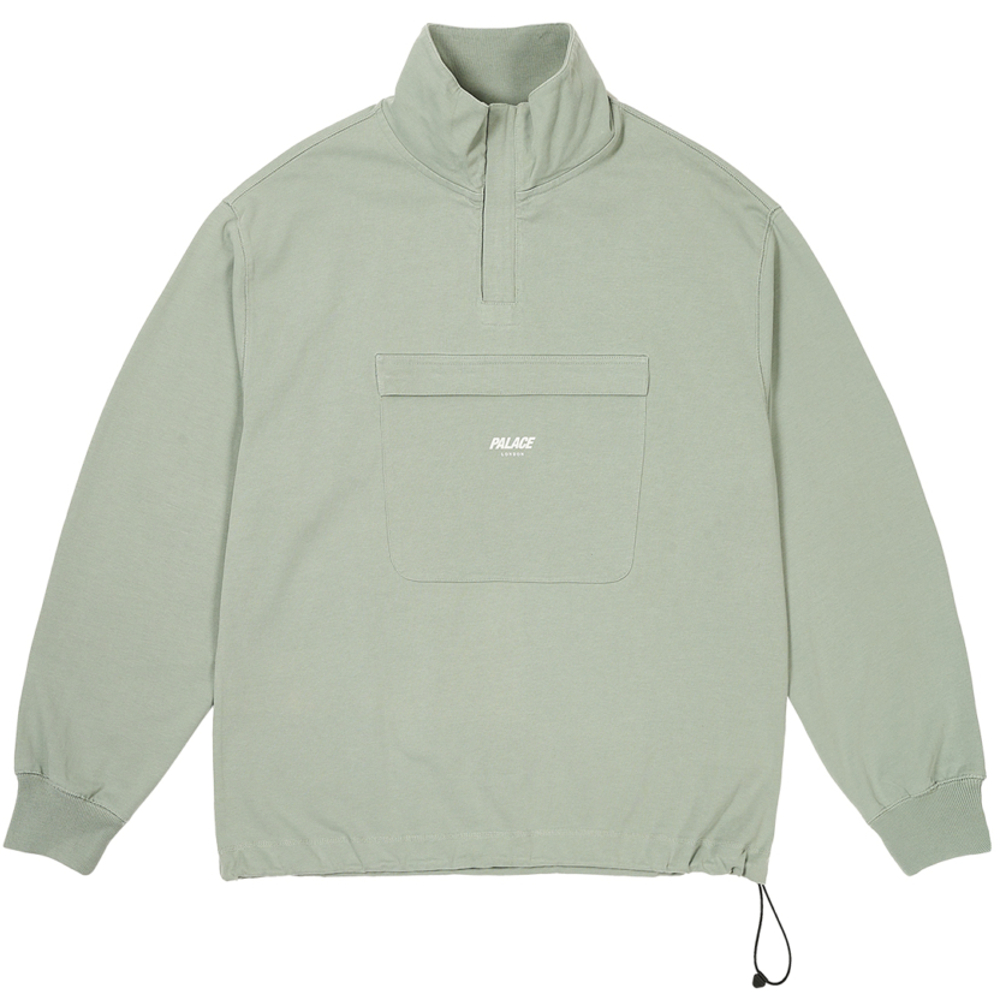 Thumbnail 1/4 ZIP WASHED FUNNEL JADE one color