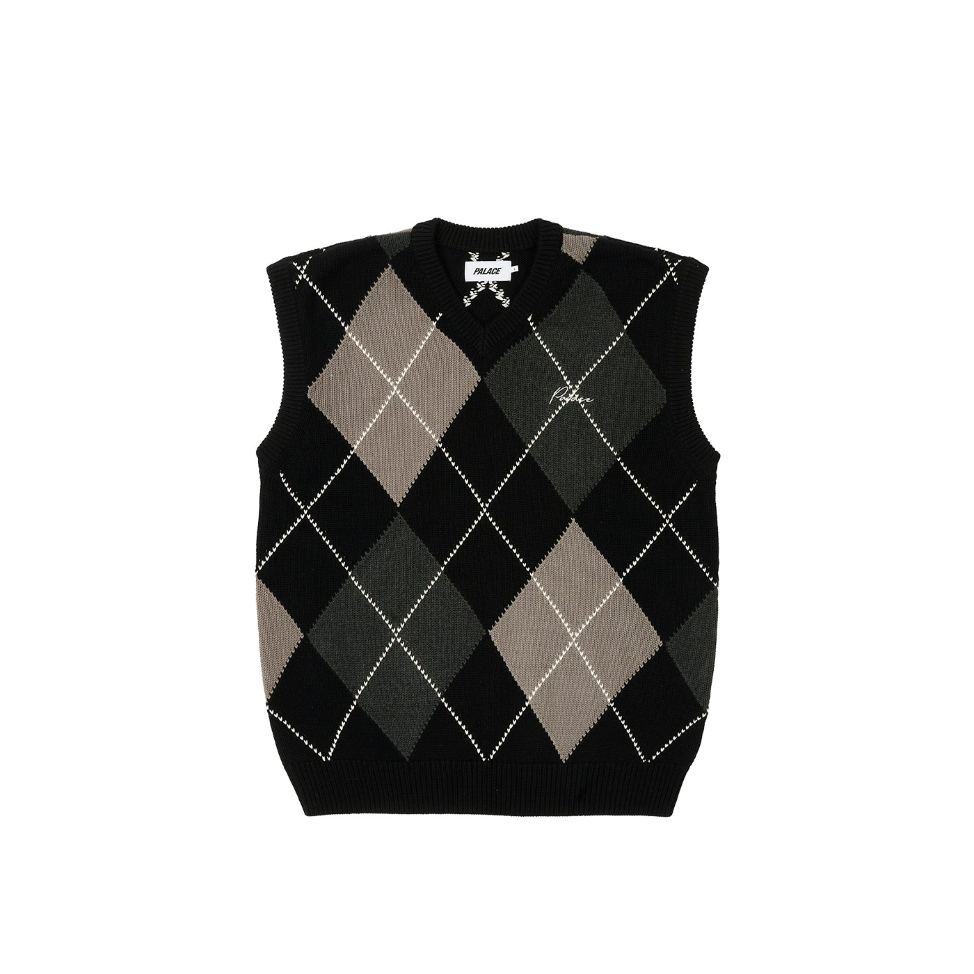 Argyle Knit Vest Black / Grey - Winter 2023 - Palace Community