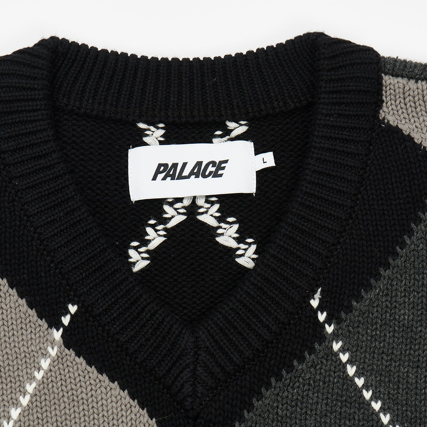 Argyle Knit Vest Black / Grey - Winter 2023 - Palace Community