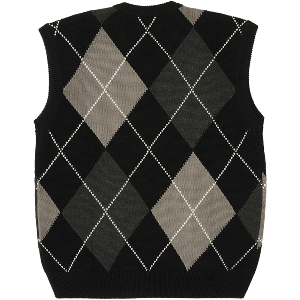 Thumbnail ARGYLE KNIT VEST BLACK / GREY one color