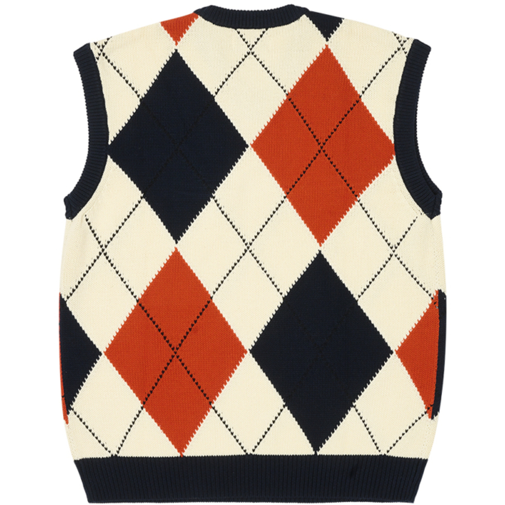 Thumbnail ARGYLE KNIT VEST NAVY / ORANGE one color